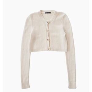 THEORY Cropped Knit Cream Cashmere Cardigan - Women's Sz Medium
